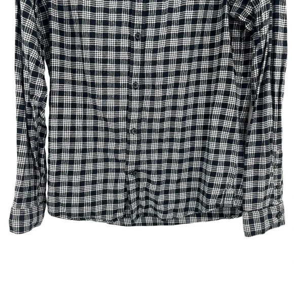 AllSaints Petro Shirt Button Down‎ Long Sleeve Flannel Check Black Size Medium - Picture 5 of 11